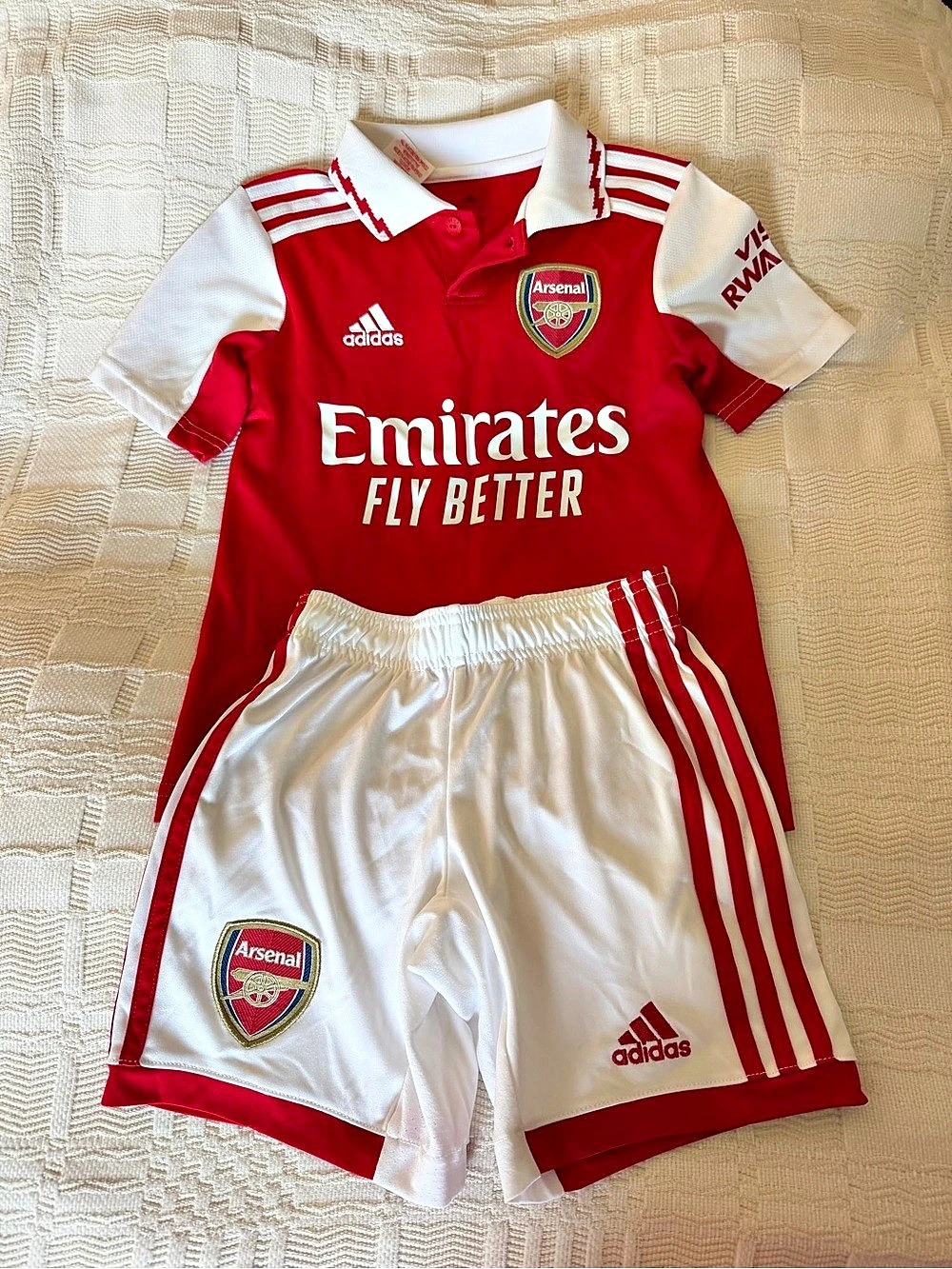 adidas Arsenal Ben White kit / uniform size 7/8 Soccer Set Red & White